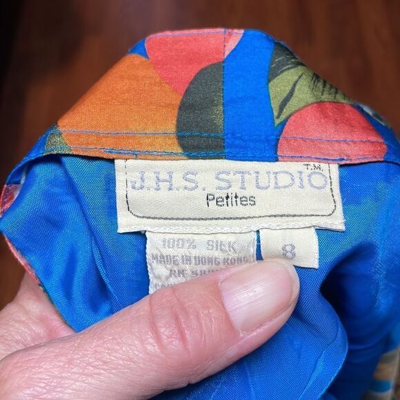 Vintage Silk Wrap Skirt, Oranges Blossoms Blue, 8P - Picture 5 of 5